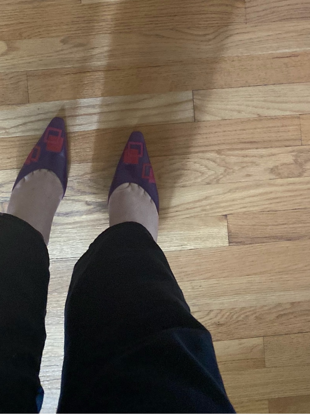 Fendi Purple Pointed Toe Pumps with Red Accents